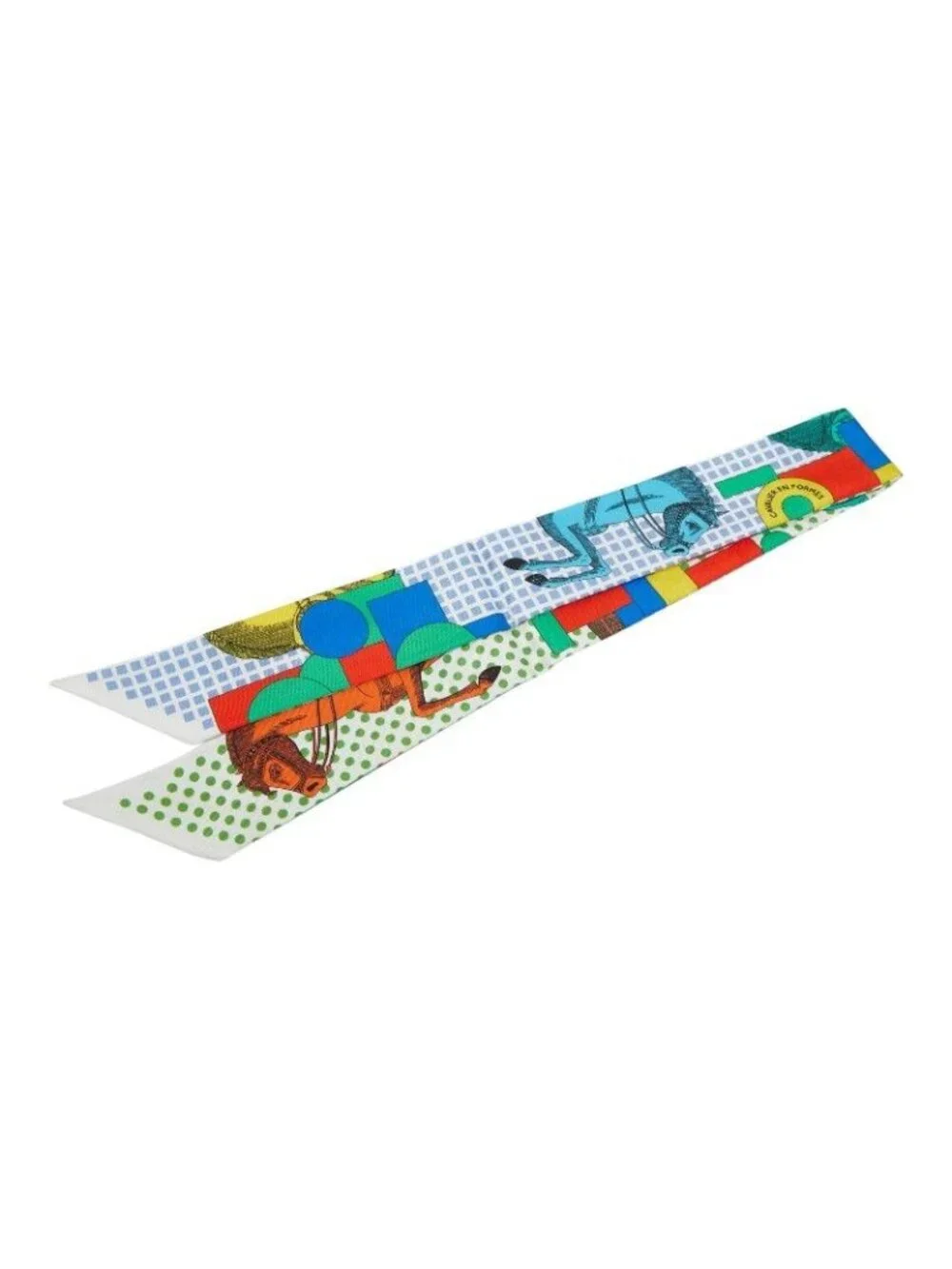★SOLD★ Hermes Cavalier en Formes Scarf White Multicolor - Picture 2 of 4